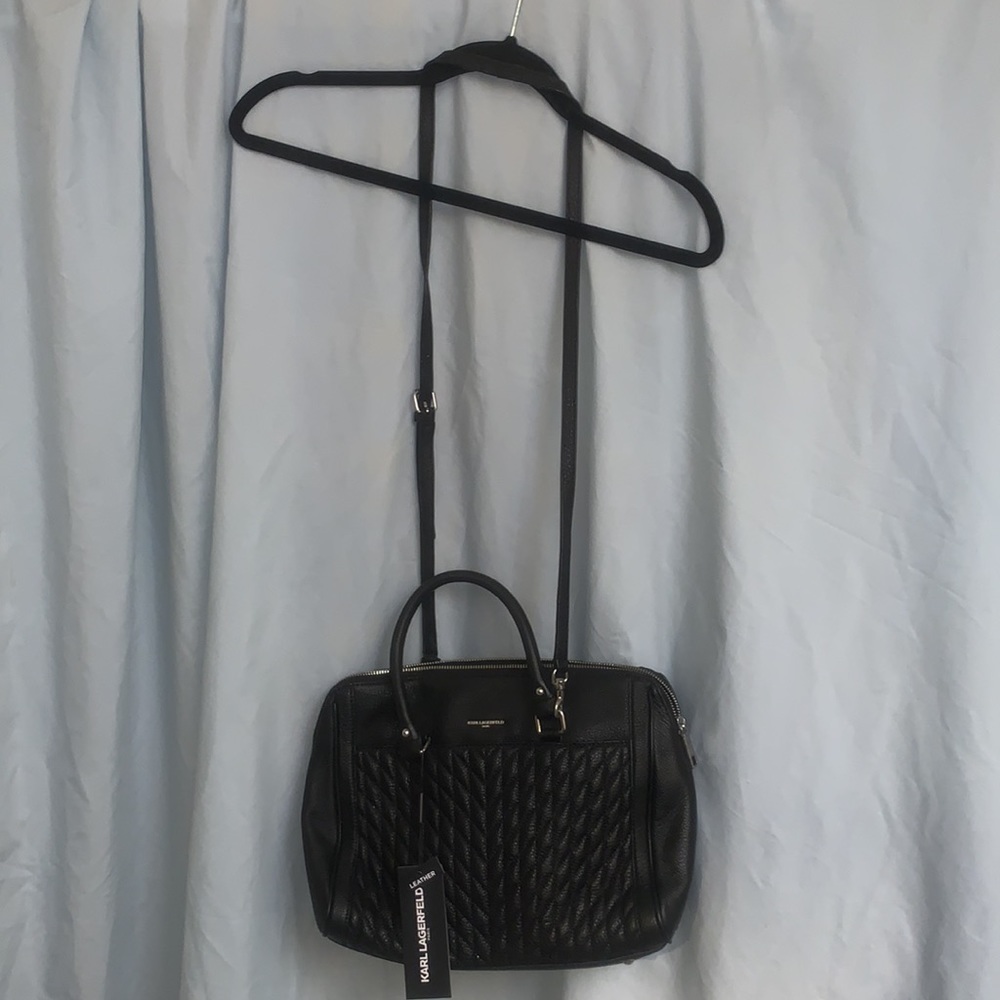 Karl Largerfeld Black Leather Convertible Bag
